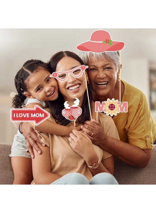 Mordely 30PCS Mother's Day Photo Booth Props Mother's Day Party Supplies Best Mom Ever Thank You Mum Centerpiece， Mom Gift from Daughter Son - Image 5